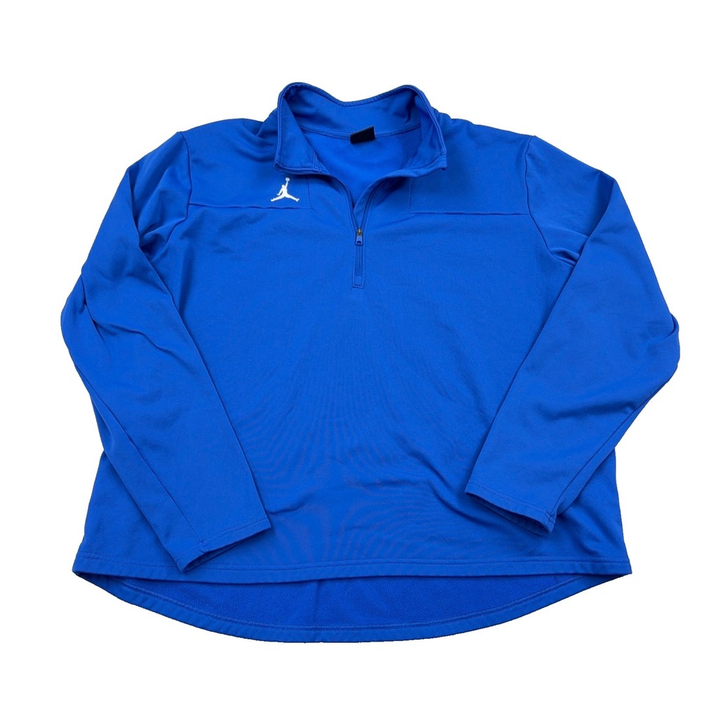 Jordan Sweater Men XXL 2XL Blue Pullover Quarter Zip Dri Fit Sweatshirt Golf